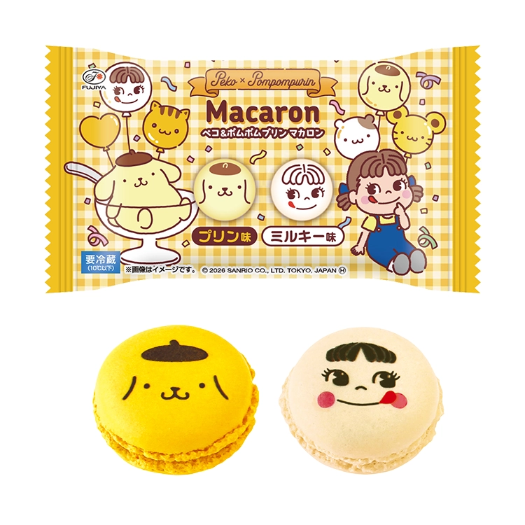 ポムポムプリン30thペコちゃんとお祝いマカロン(プリン・ミルキー)